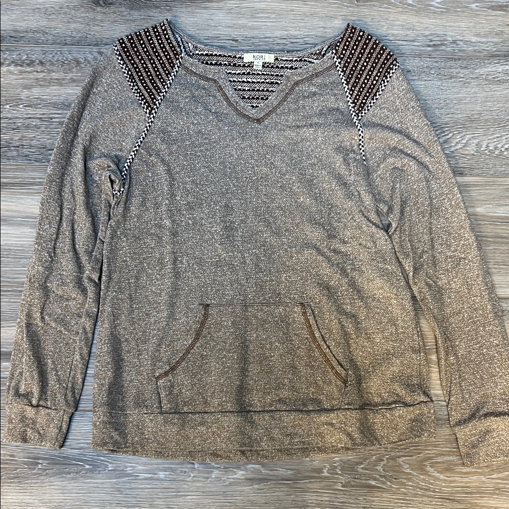 Kori Heather Brown Sweatshirt with Brown Details